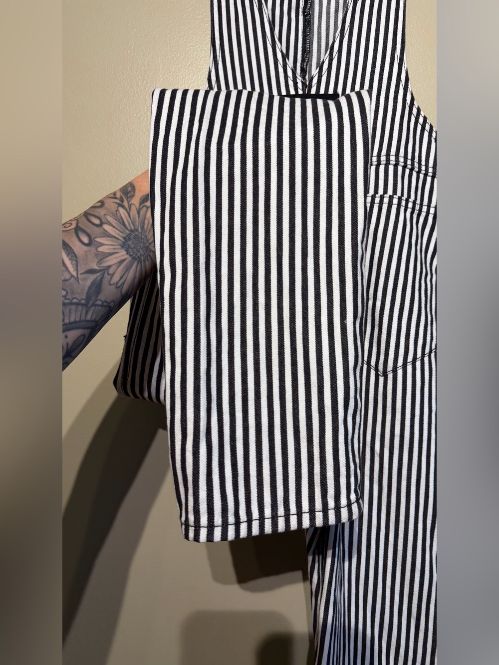 Afends. 100% Cotton Striped Straight Leg Dungarees - Picture 15 of 16